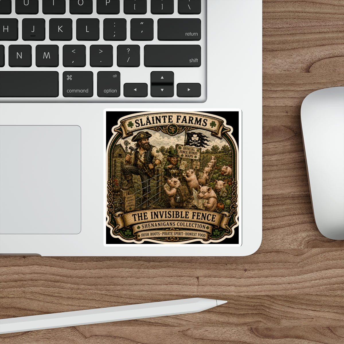 The Invisible Fence | Sláinte Farms Die-Cut Sticker | Shenanigans Collection
