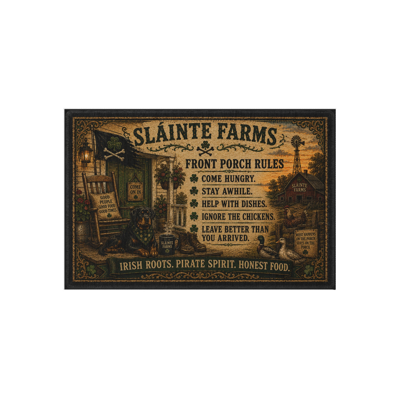 Front Porch Rules | Sláinte Farms Outdoor Doormat | Home & Hearth Collection