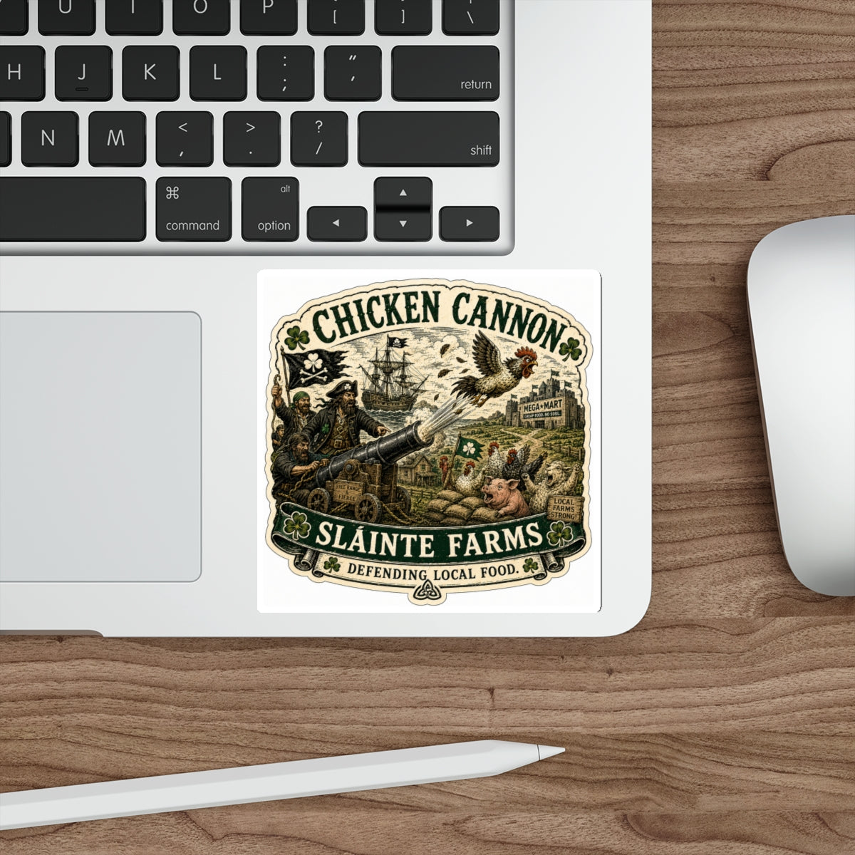Chicken Cannon Die-Cut Sticker | MegaMart Resistance Collection | Sláinte Farms
