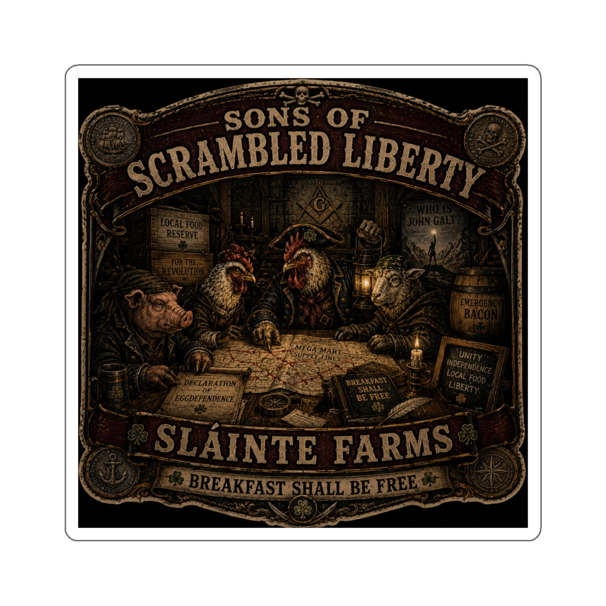 Sons of Scrambled Liberty | Sláinte Farms Die-Cut Sticker | Breakfast Revolution Collection
