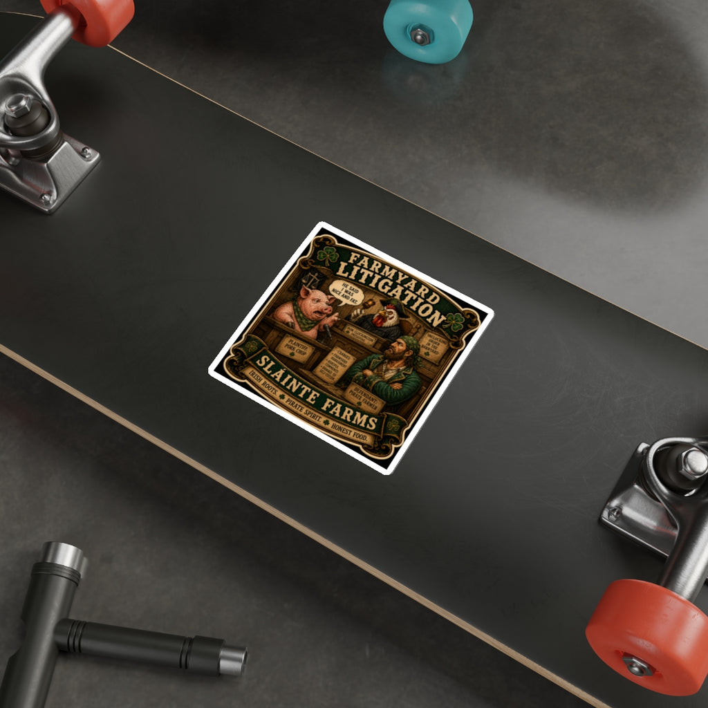 Farmyard Litigation | Sláinte Farms Die-Cut Sticker | Pig Chronicles Collection