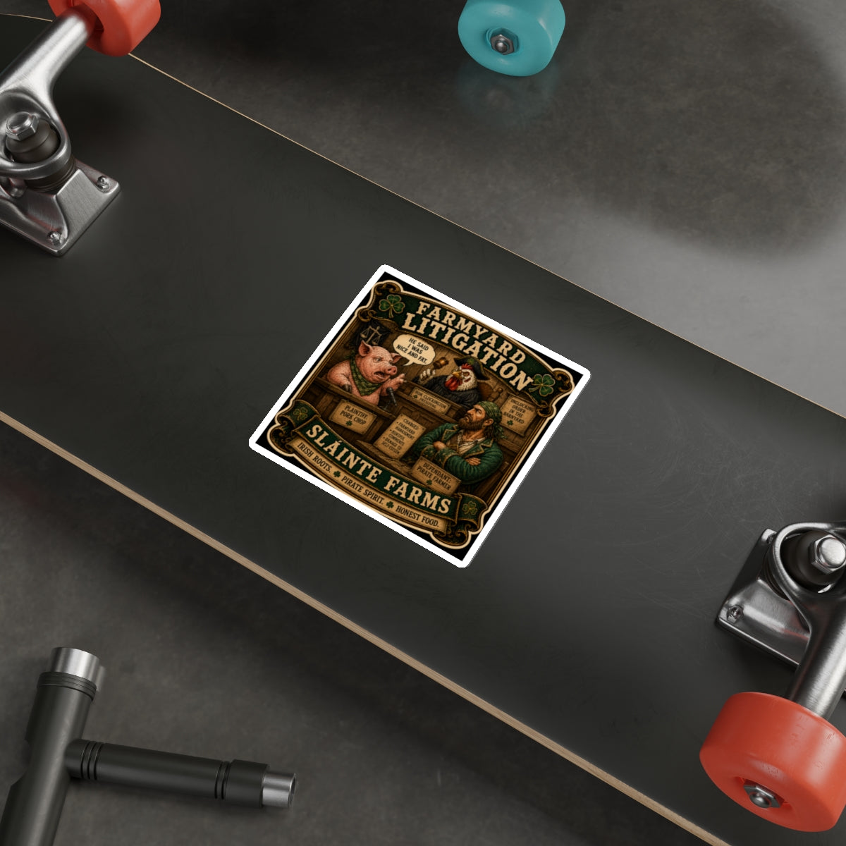 Farmyard Litigation | Sláinte Farms Die-Cut Sticker | Pig Chronicles Collection