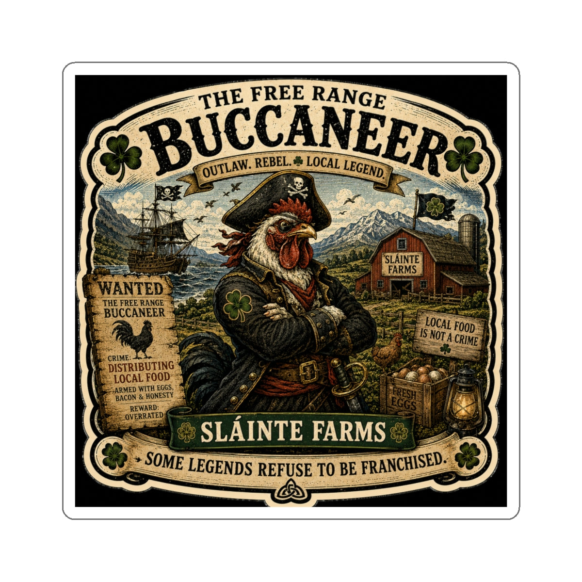 The Free Range Buccaneer Die-Cut Sticker | Smugglers & Pirates Collection | Sláinte Farms