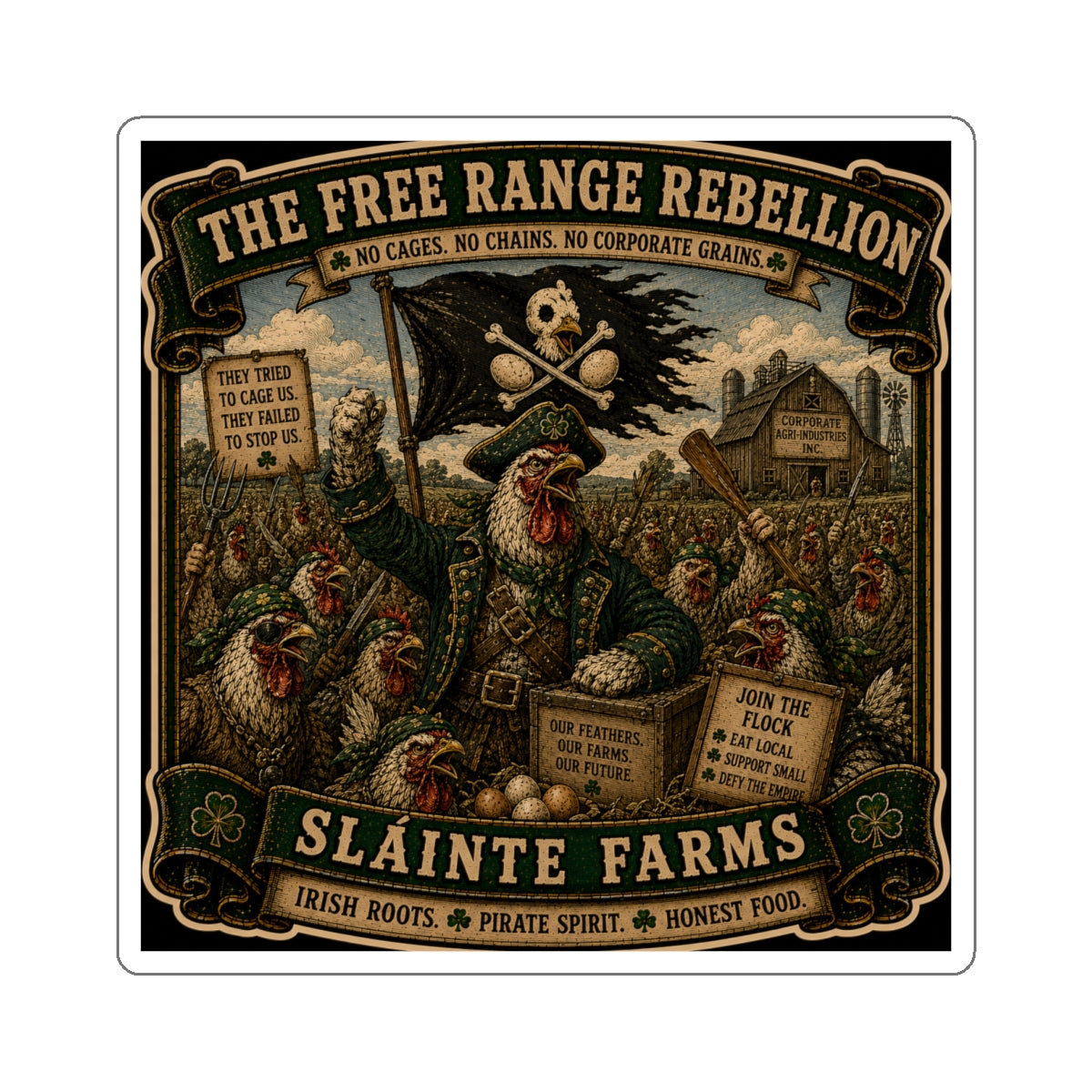 The Free Range Rebellion Die-Cut Sticker | Smugglers & Pirates Collection | Sláinte Farms