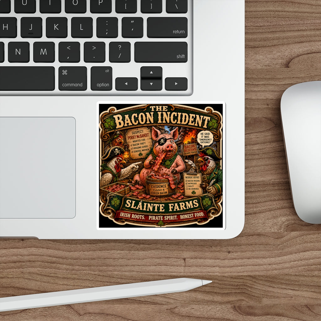 The Bacon Incident | Sláinte Farms Die-Cut Sticker | Pig Chronicles Collection