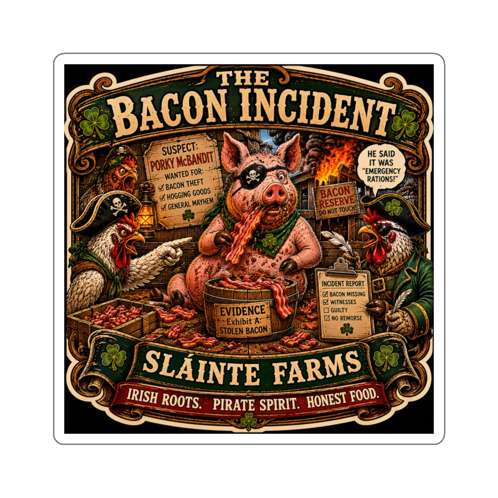 The Bacon Incident | Sláinte Farms Die-Cut Sticker | Pig Chronicles Collection