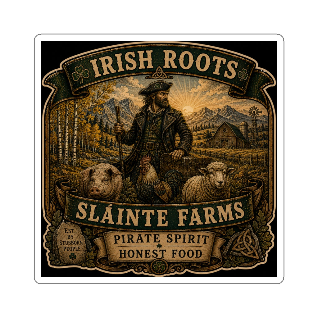Irish Roots Pirate Spirit Honest Food Die-Cut Sticker | Sláinte Farms Heritage Collection