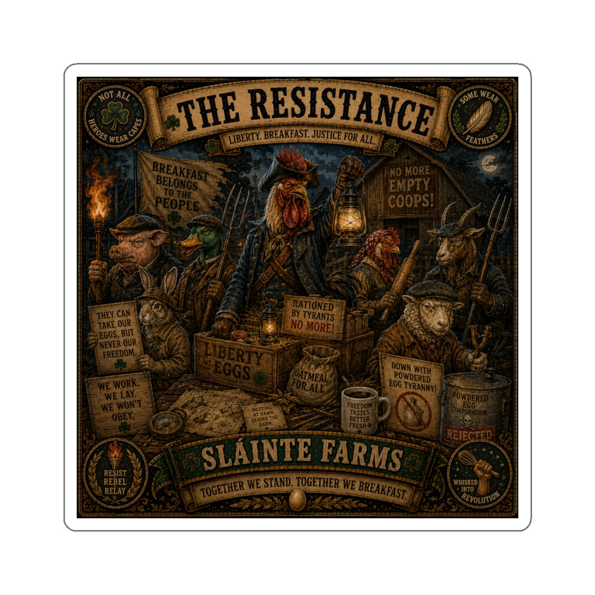 The Resistance | Sláinte Farms Die-Cut Sticker | Breakfast Revolution Collection