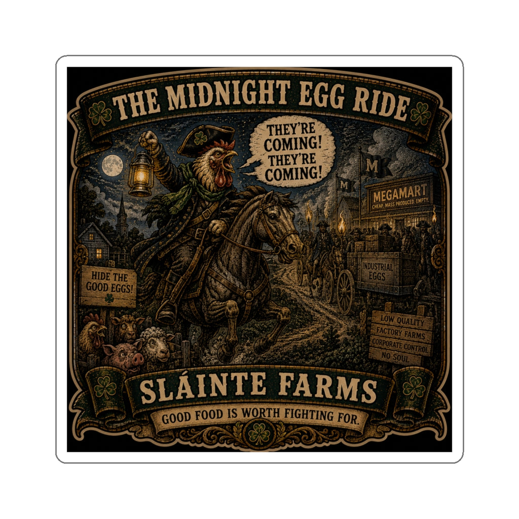 The Midnight Egg Ride | Sláinte Farms Die-Cut Sticker | Farm Rebellion Collection
