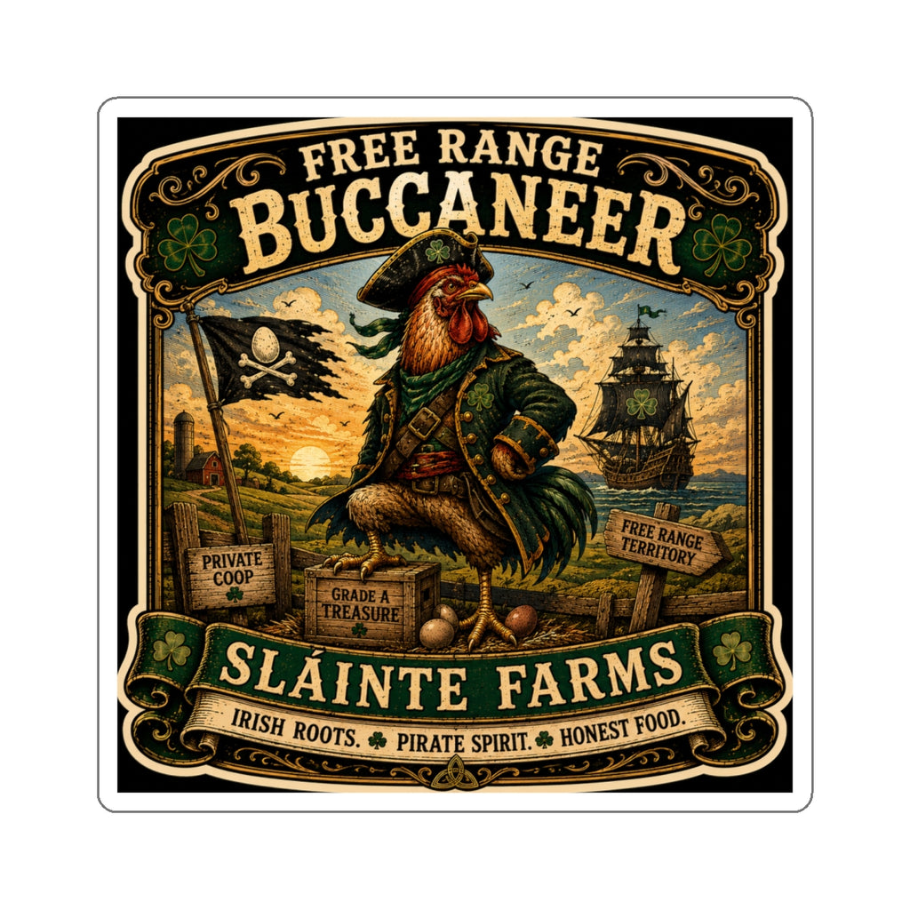 Free Range Buccaneer (alt) Die-Cut Sticker | Smugglers & Pirates Collection | Sláinte Farms