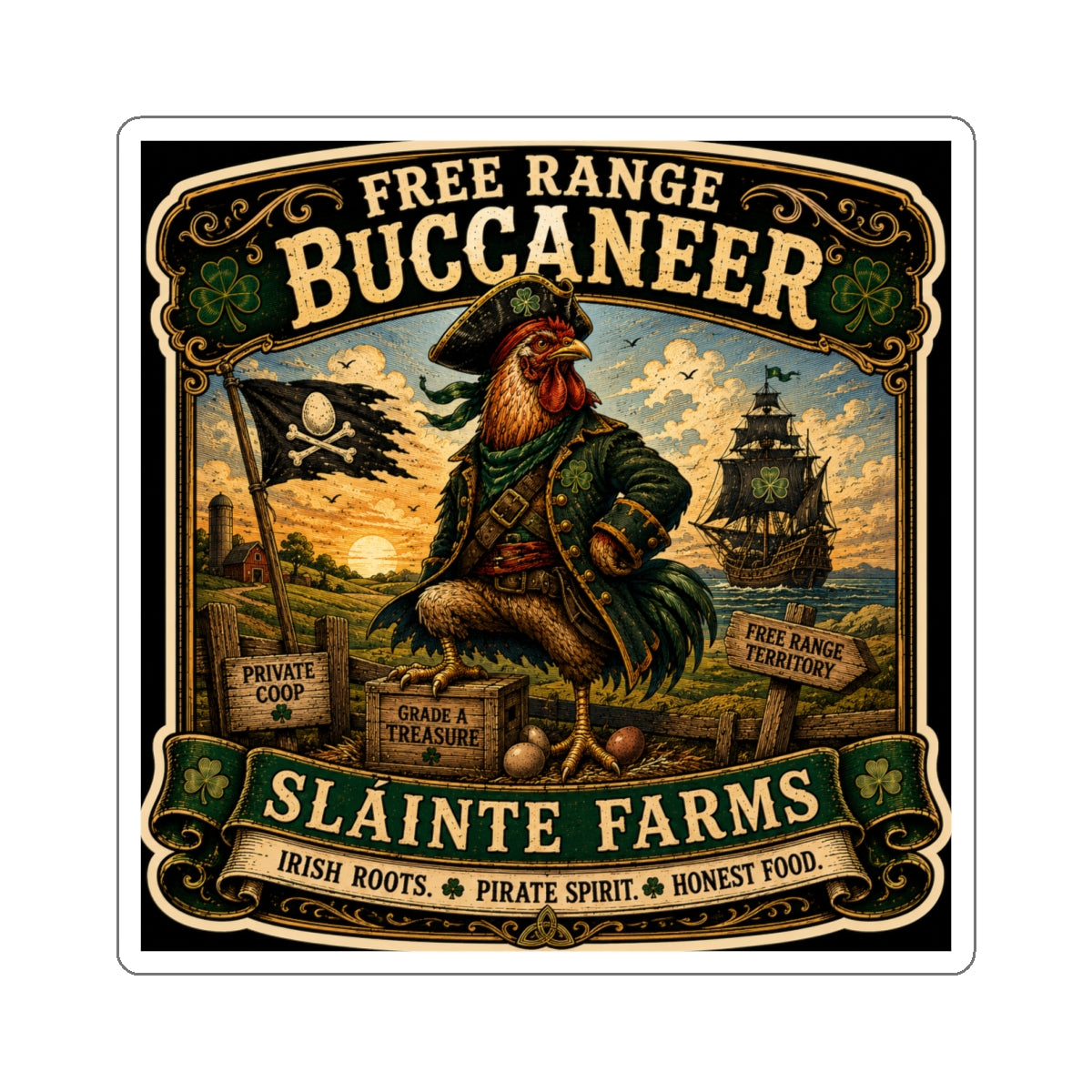Free Range Buccaneer (alt) Die-Cut Sticker | Smugglers & Pirates Collection | Sláinte Farms