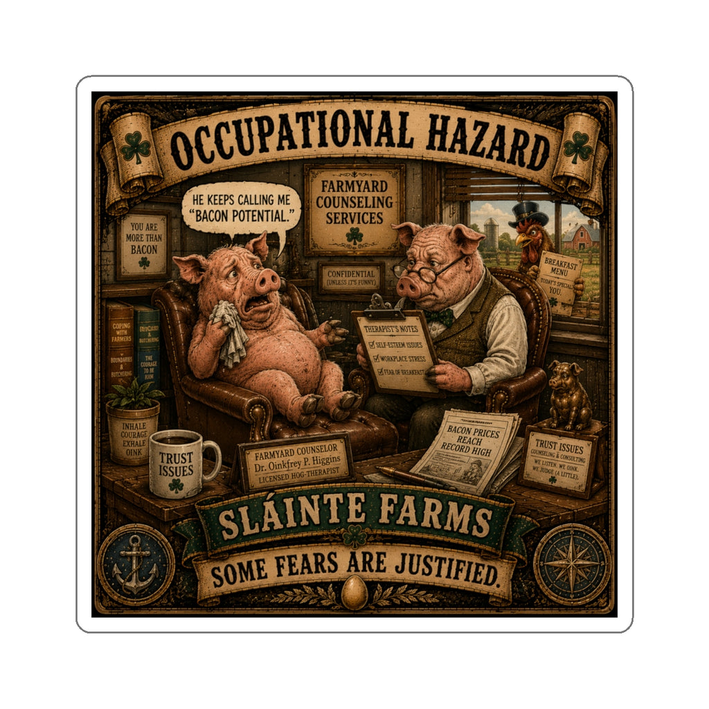Occupational Hazard | Sláinte Farms Die-Cut Sticker | Pig Chronicles Collection
