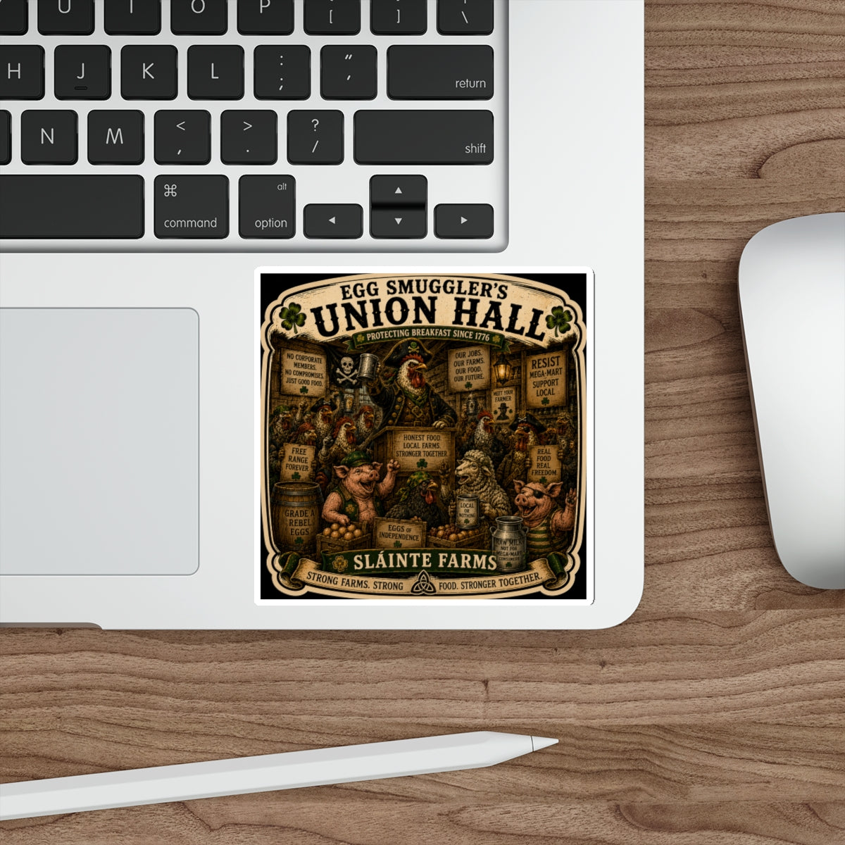 Egg Smuggler's Union Hall Die-Cut Sticker | Egg Cartel Collection | Sláinte Farms