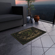 Welcome to the Crew | Sláinte Farms Outdoor Doormat | Shamrock & Bones Entrance Rug  Description