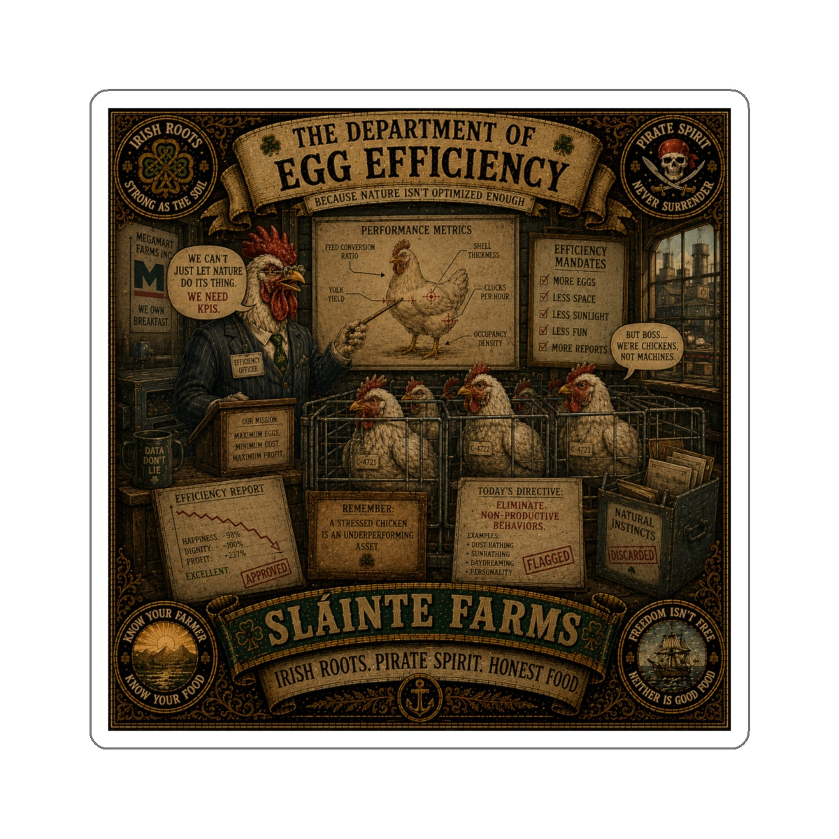 The Department of Egg Efficiency Die-Cut Sticker | MegaMart Resistance Collection | Sláinte Farms