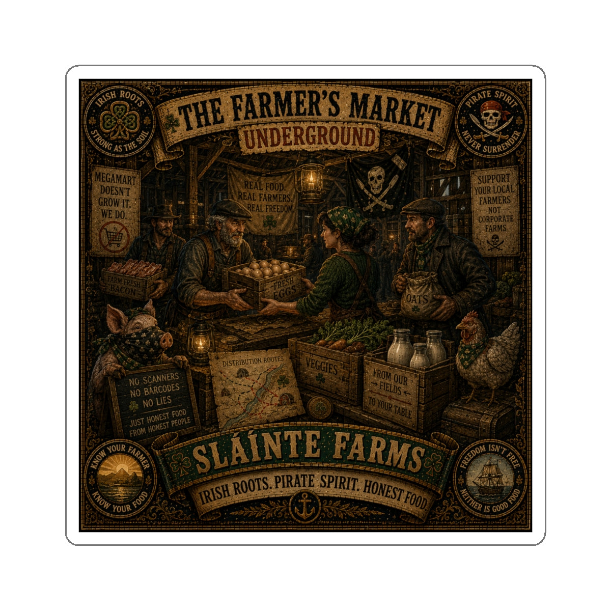 The Farmer's Market Underground Die-Cut Sticker | Homesteader Collection | Sláinte Farms