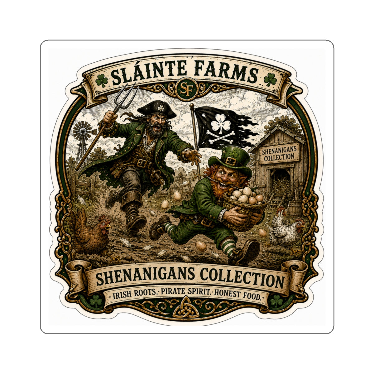 The Irish Exit | Sláinte Farms Die-Cut Sticker | Shenanigans Collection