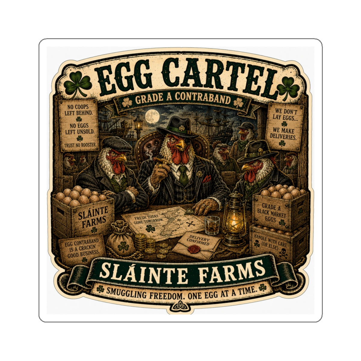 Egg Cartel: Smuggling Freedom Die-Cut Sticker | Egg Cartel Collection | Sláinte Farms