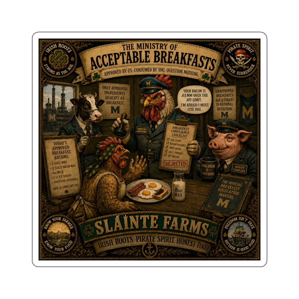 The Ministry of Acceptable Breakfasts Die-Cut Sticker | MegaMart Resistance Collection | Sláinte Farms