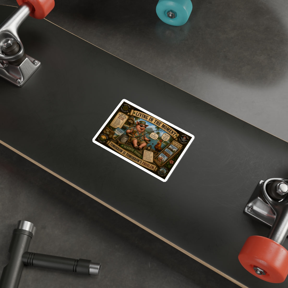 Living In The Moment | Sláinte Farms Die-Cut Sticker | Pig Chronicles Collection