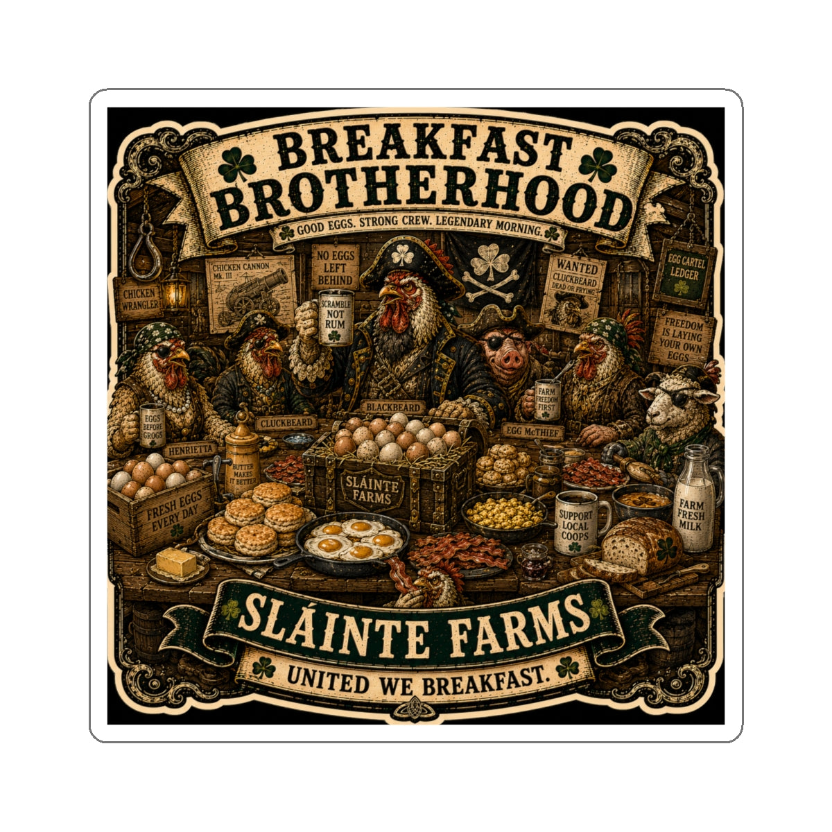 Breakfast Brotherhood Die-Cut Sticker | Smugglers & Pirates Collection | Sláinte Farms