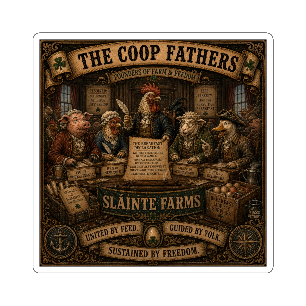 The Coop Fathers | Sláinte Farms Die-Cut Sticker | Breakfast Revolution Collection