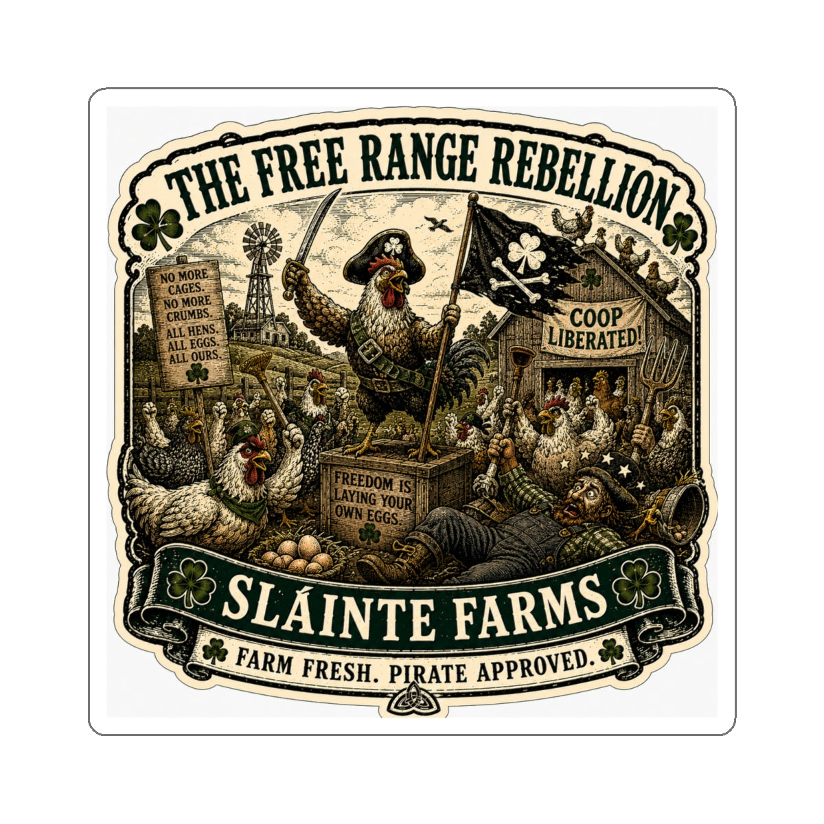 The Free Range Rebellion Classic Die-Cut Sticker | Smugglers & Pirates Collection | Sláinte Farms