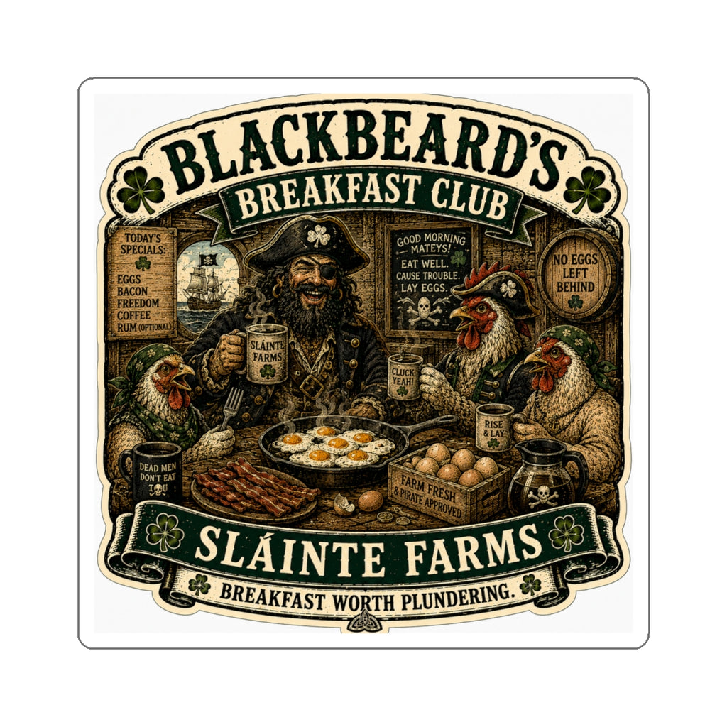 Blackbeard's Breakfast Club Die-Cut Sticker | Smugglers & Pirates Collection | Sláinte Farms