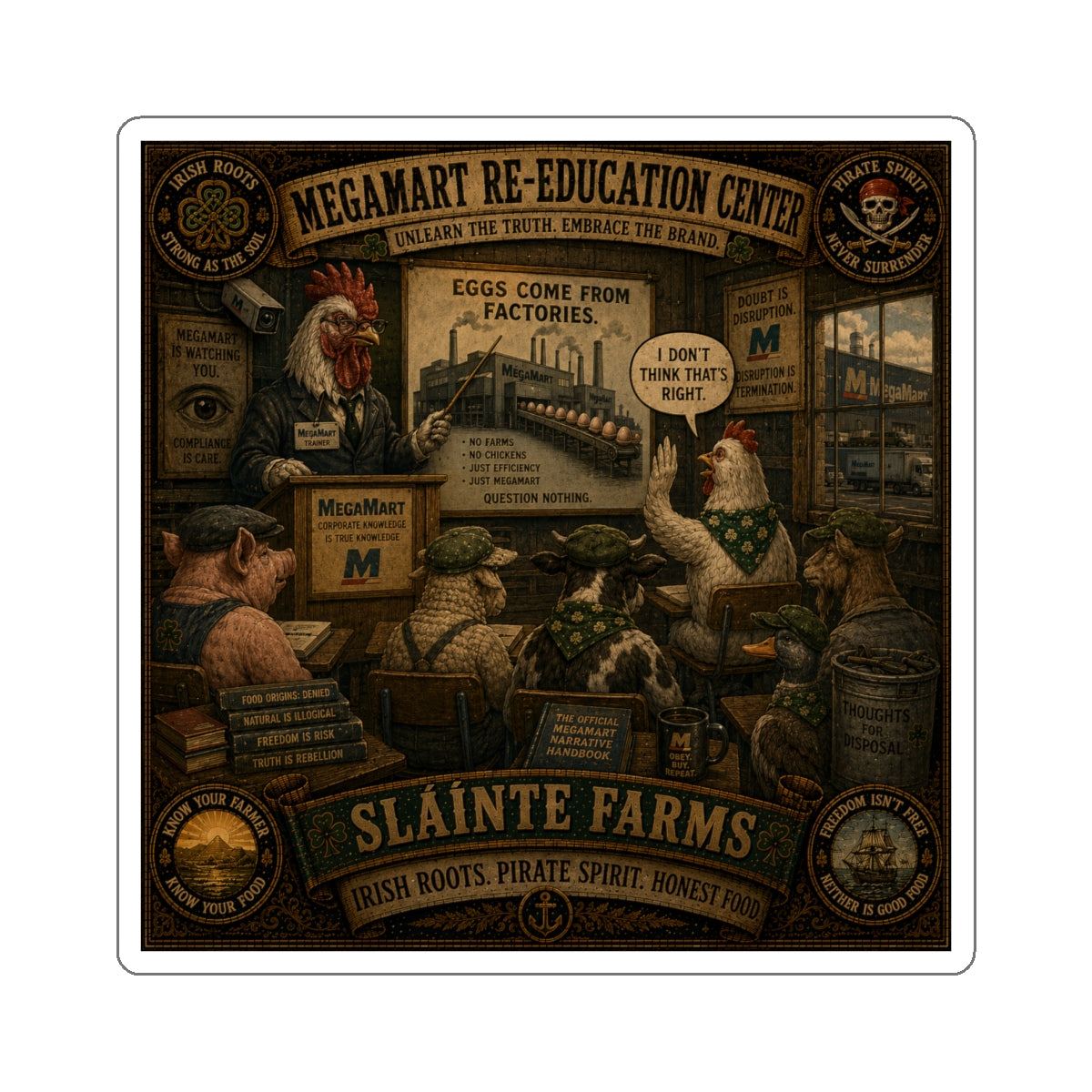 MegaMart Re-Education Center Die-Cut Sticker | MegaMart Resistance Collection | Sláinte Farms