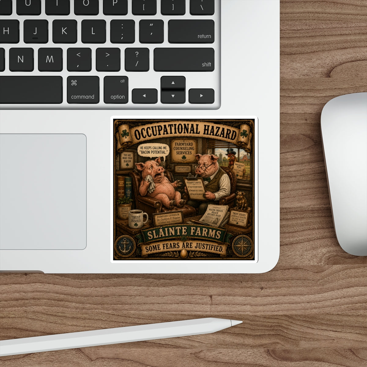 Occupational Hazard | Sláinte Farms Die-Cut Sticker | Pig Chronicles Collection