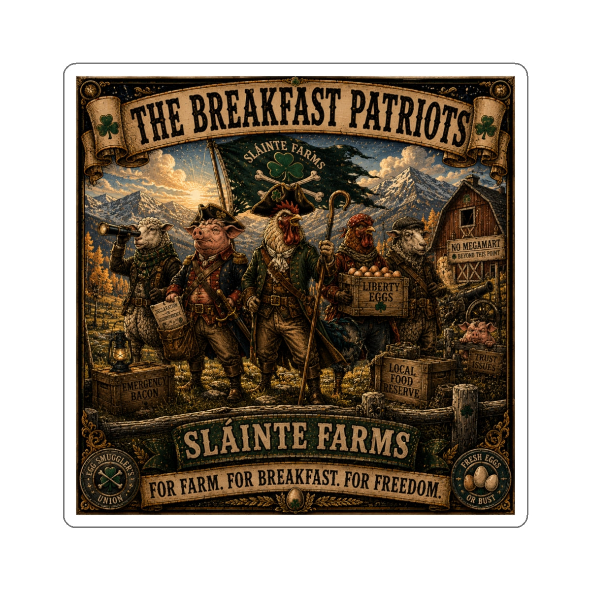 Sláinte Farms – The Breakfast Patriots | Breakfast Revolution Sticker