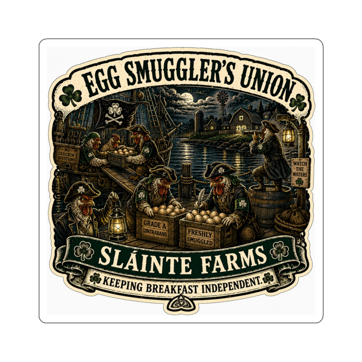 Egg Smugglers Union Die-Cut Sticker | Egg Cartel Collection | Sláinte Farms