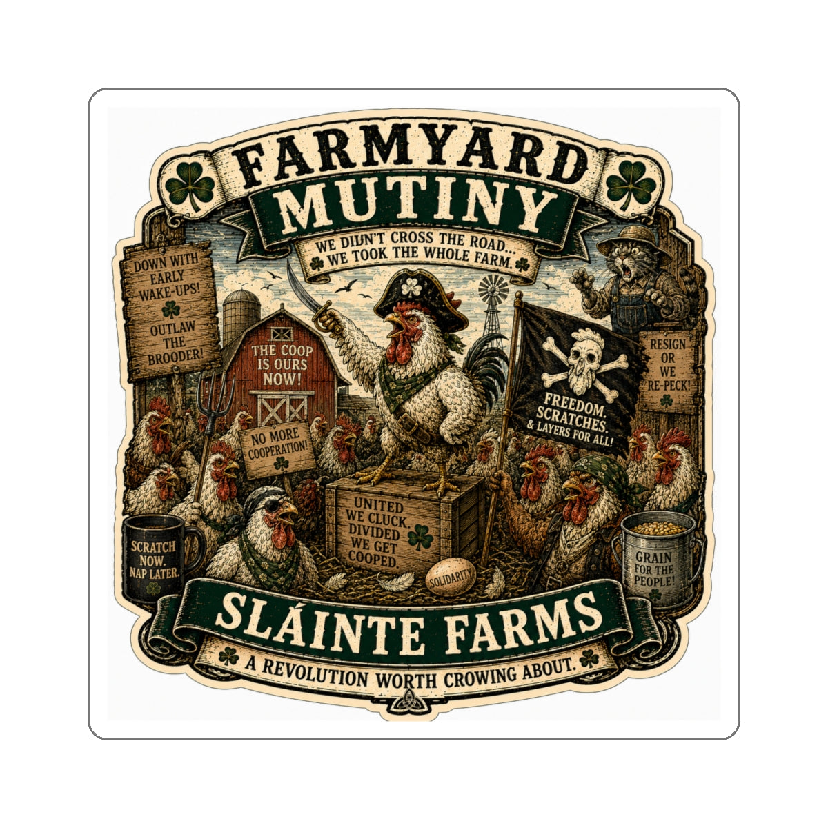 Farmyard Mutiny Die-Cut Sticker | Smugglers & Pirates Collection | Sláinte Farms