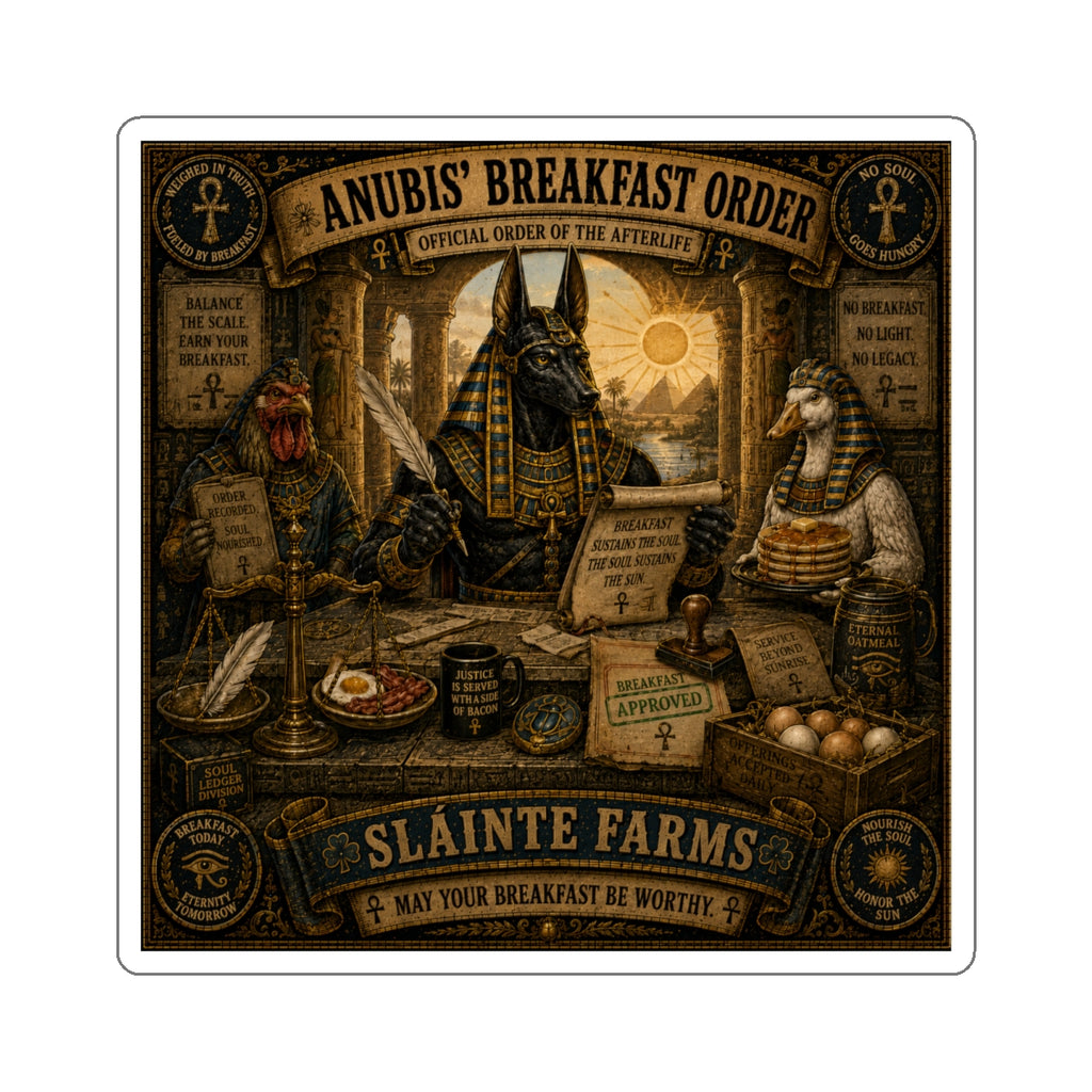 Anubis' Breakfast Order: Official Order of the Afterlife Die-Cut Sticker | Ancient Orders Collection