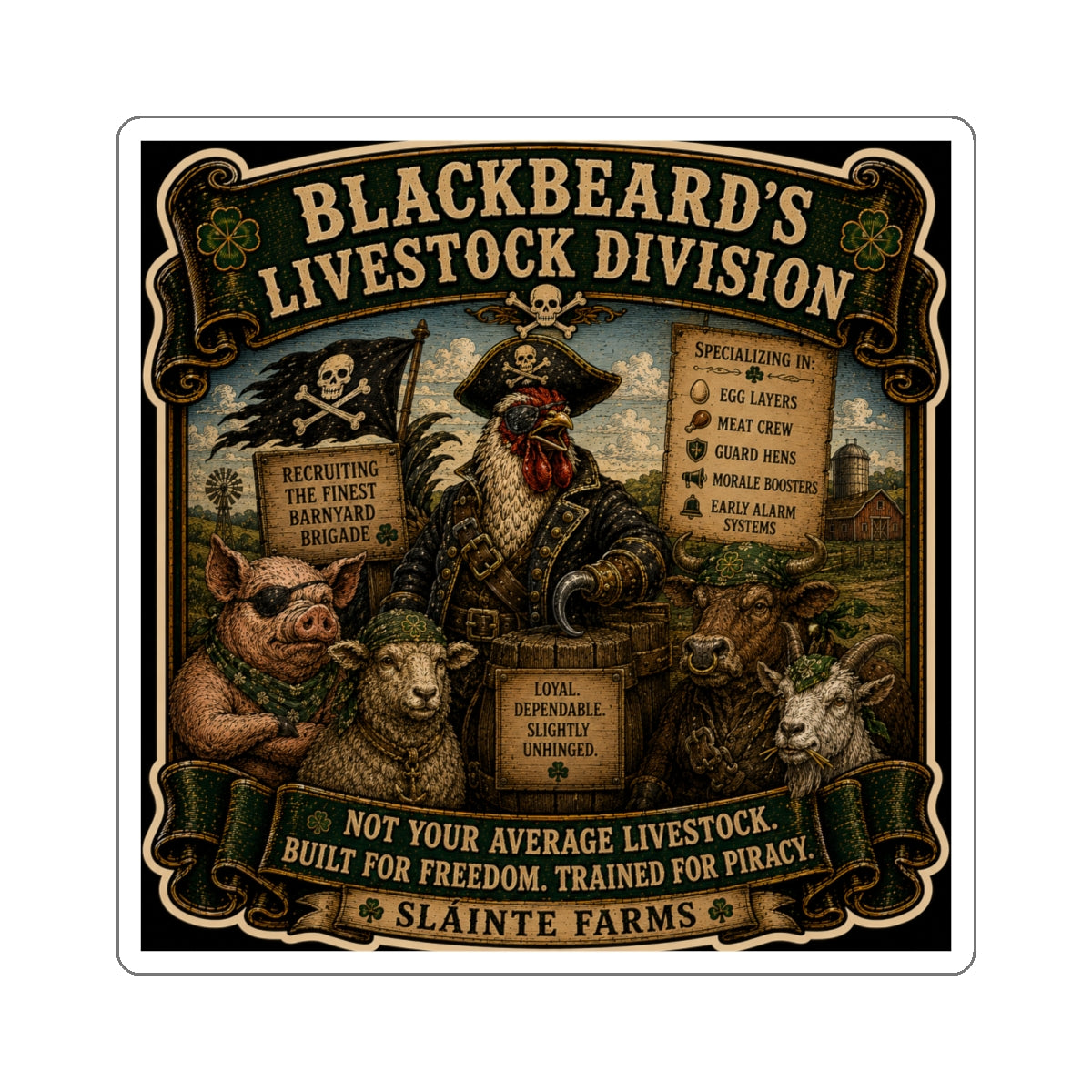 Blackbeard's Livestock Division Die-Cut Sticker | Smugglers & Pirates Collection | Sláinte Farms