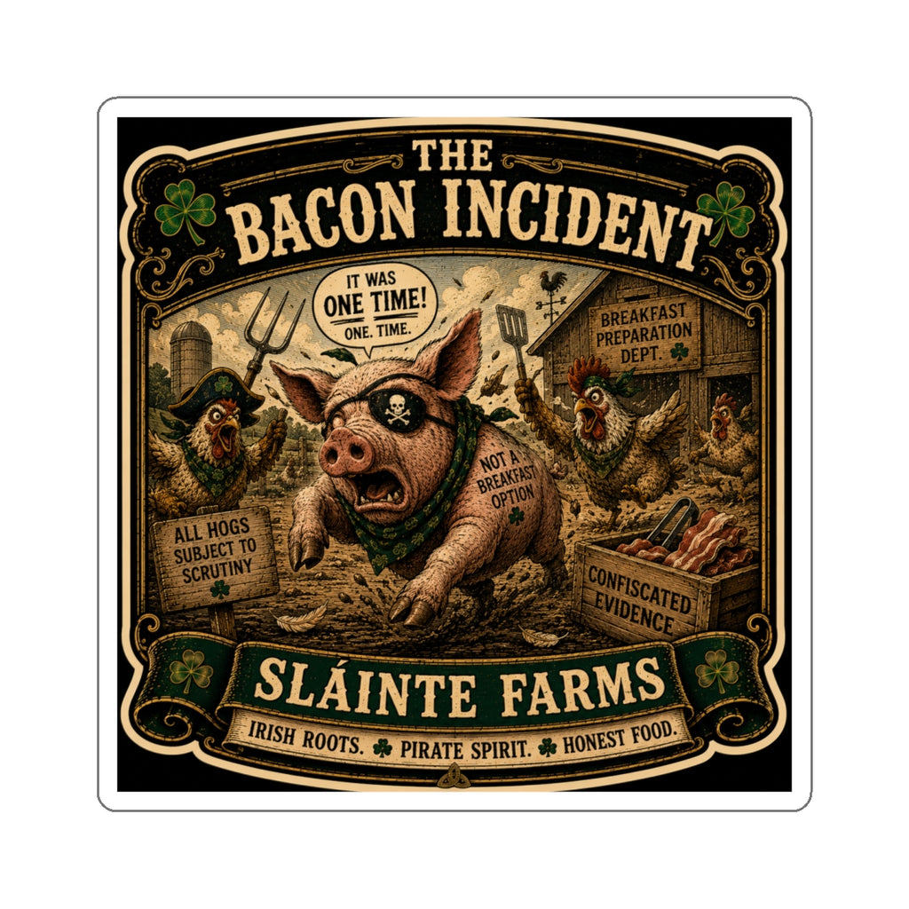 The Bacon Incident (One Time Edition) | Sláinte Farms Die-Cut Sticker | Pig Chronicles Collection