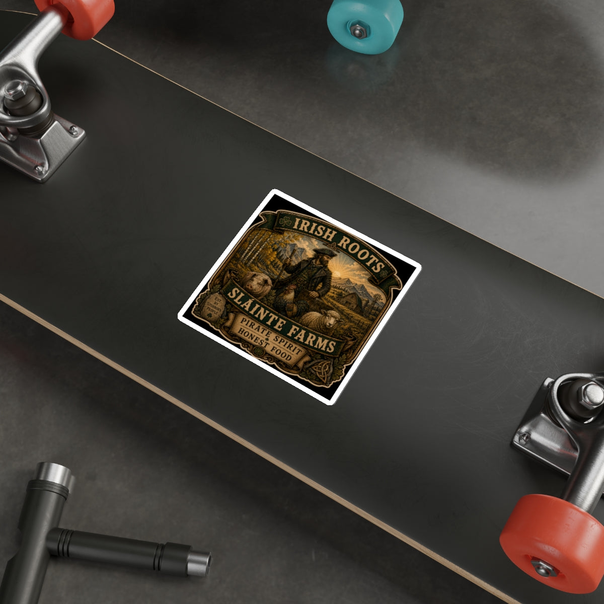 Irish Roots Pirate Spirit Honest Food Die-Cut Sticker | Sláinte Farms Heritage Collection