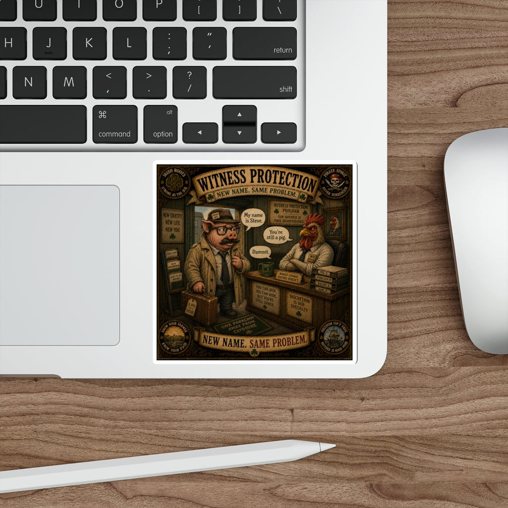 Witness Protection | Sláinte Farms Die-Cut Sticker | Pig Chronicles Collection