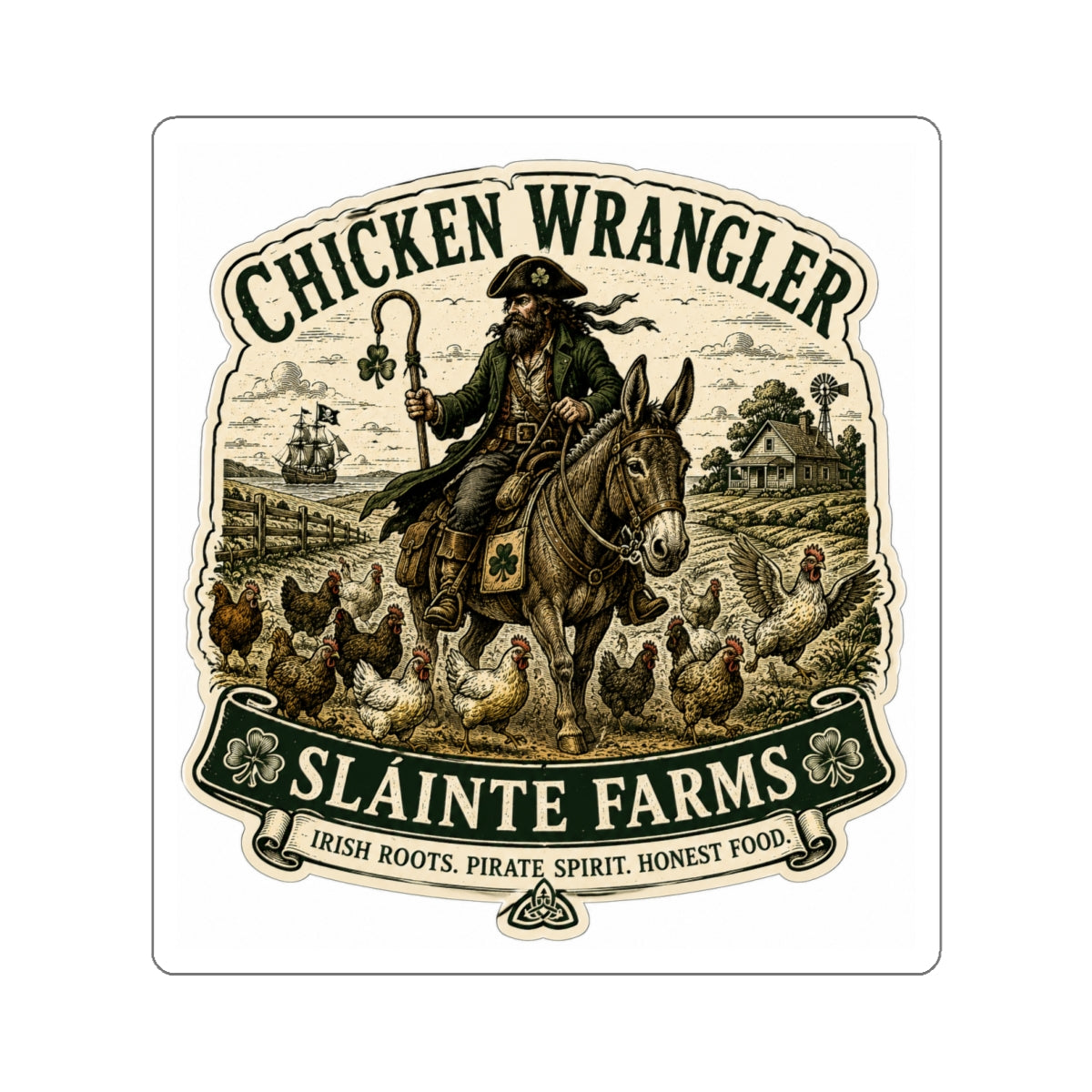 Chicken Wrangler Die-Cut Sticker | Sláinte Farms Classics Collection