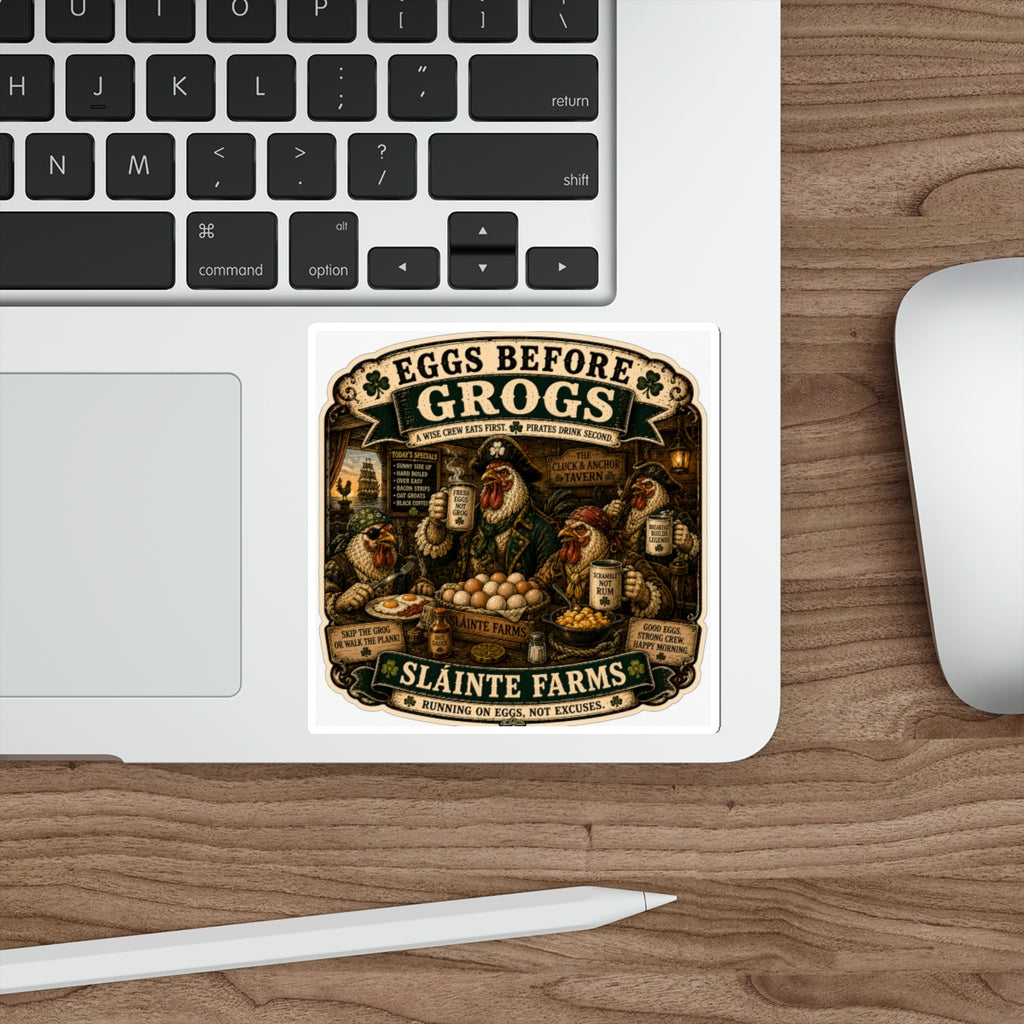 Eggs Before Grogs Die-Cut Sticker | Smugglers & Pirates Collection | Sláinte Farms