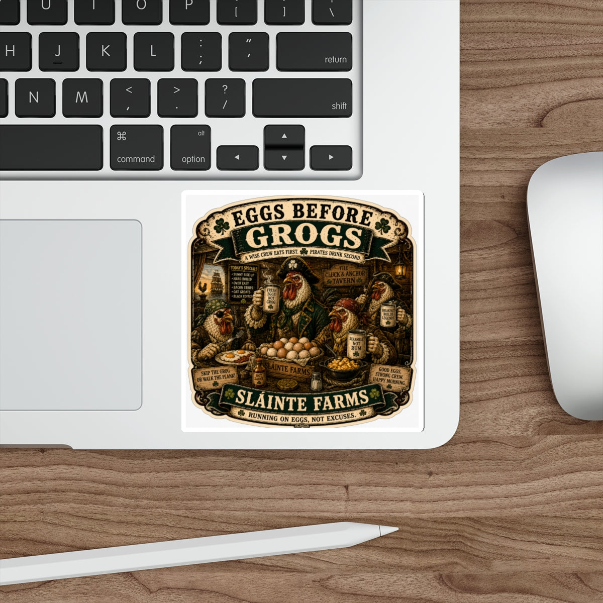Eggs Before Grogs Die-Cut Sticker | Smugglers & Pirates Collection | Sláinte Farms