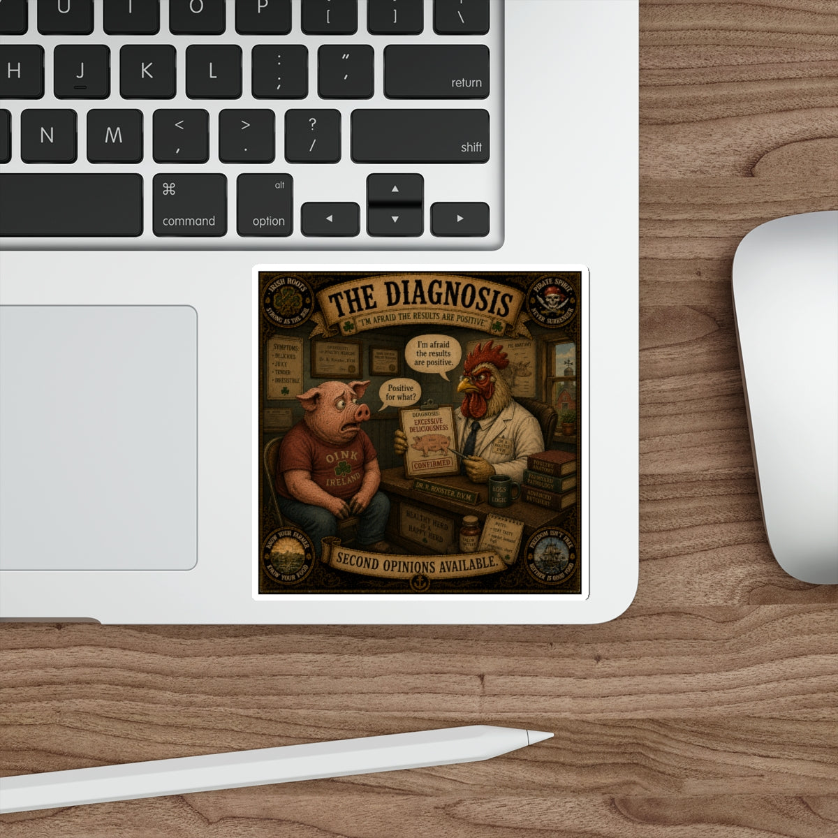 The Diagnosis | Sláinte Farms Die-Cut Sticker | Pig Chronicles Collection