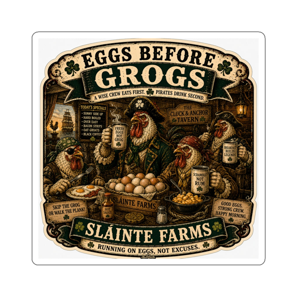 Eggs Before Grogs Die-Cut Sticker | Smugglers & Pirates Collection | Sláinte Farms