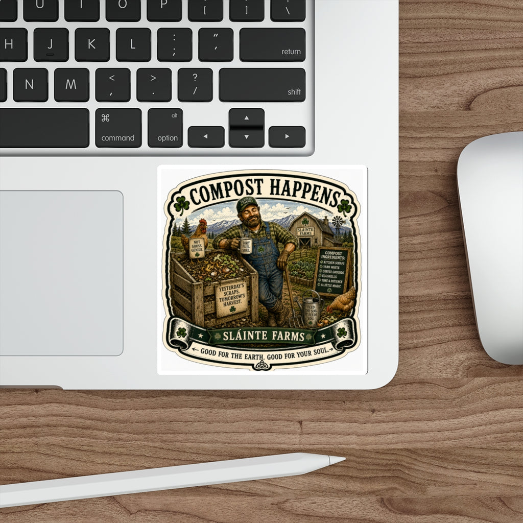 Compost Happens Die-Cut Sticker | Sláinte Farms Homesteader Collection
