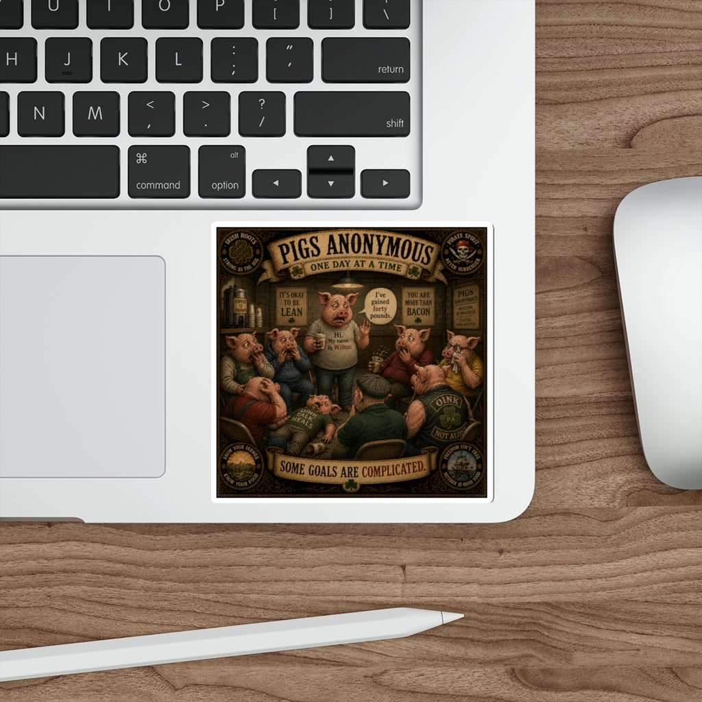 Pigs Anonymous | Sláinte Farms Die-Cut Sticker | Pig Chronicles Collection