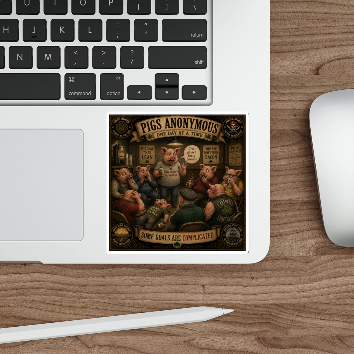 Pigs Anonymous | Sláinte Farms Die-Cut Sticker | Pig Chronicles Collection