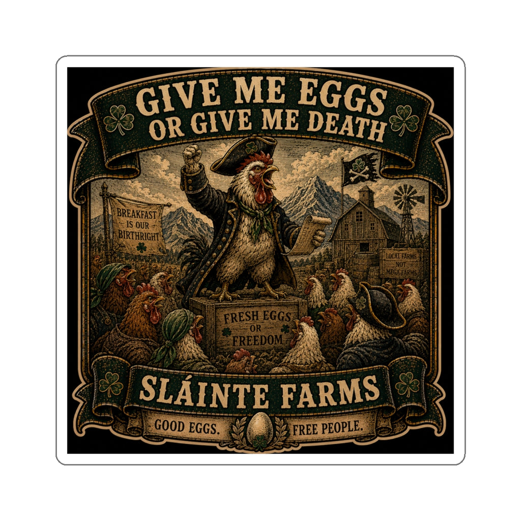 Sláinte Farms | Give Me Eggs or Give Me Death Die-Cut Sticker | Breakfast Revolution Collection