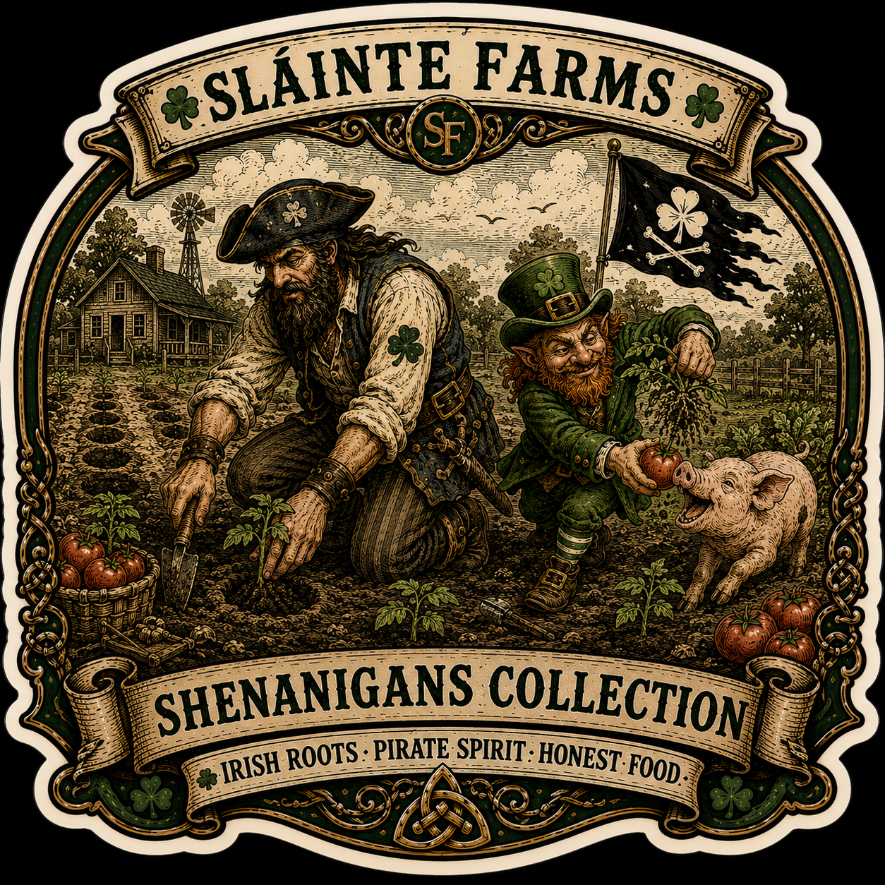 All For Naught Sláinte Farms die-cut sticker
