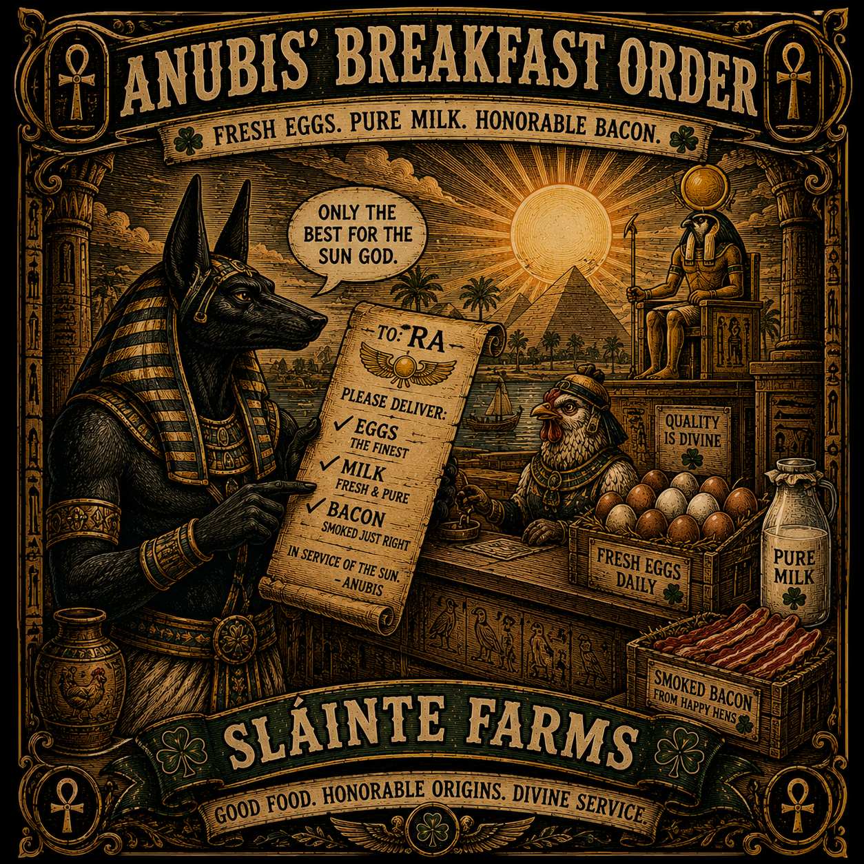 Anubis-Ra Breakfast Order Sláinte Farms die-cut sticker