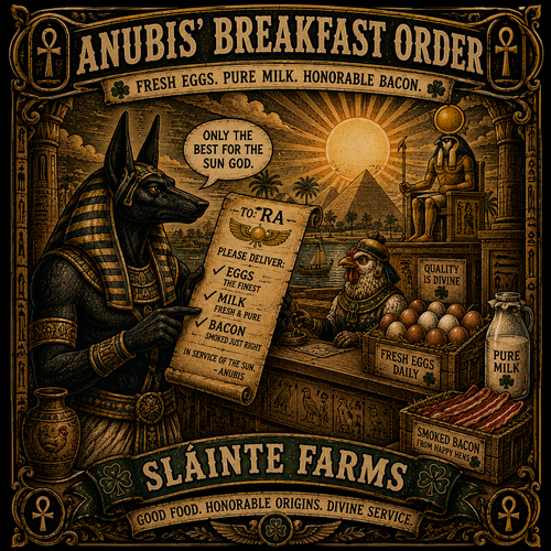 Anubis-Ra Breakfast Order Sláinte Farms die-cut sticker